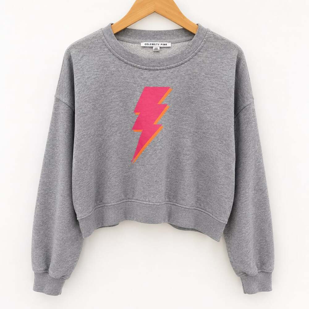 Celebrity Pink Lightning Bolt Graphic Crewneck Sweatshirt xxxl